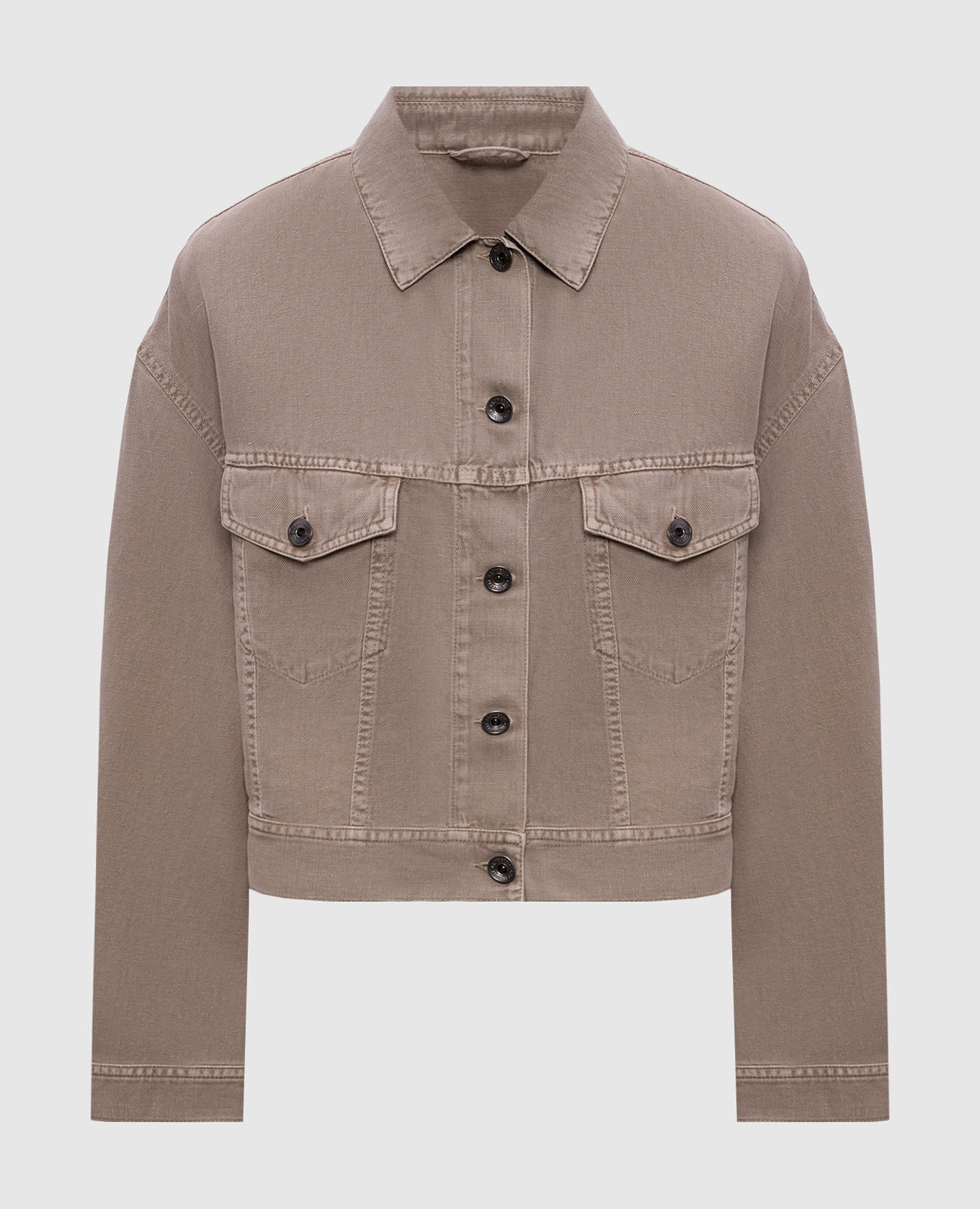 Brown denim jacket with linen