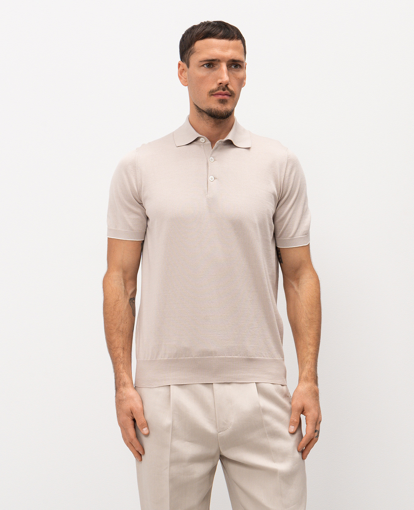 Beige polo shirt Brunello Cucinelli 3