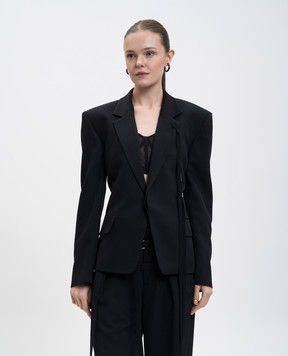 Ann Demeulemeester Jomar black wool jacket with lace-up detail B0013509FA556