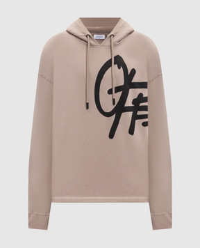 Off-White Beige hoodie with logo print 44MBB12MS26F008