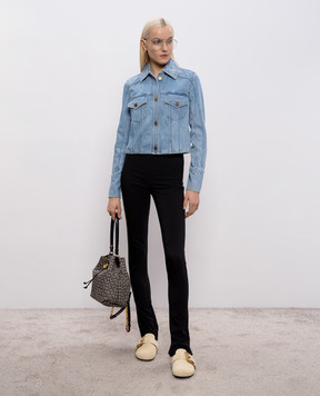 Balmain Blue cropped denim jacket GF1TC215DG11
