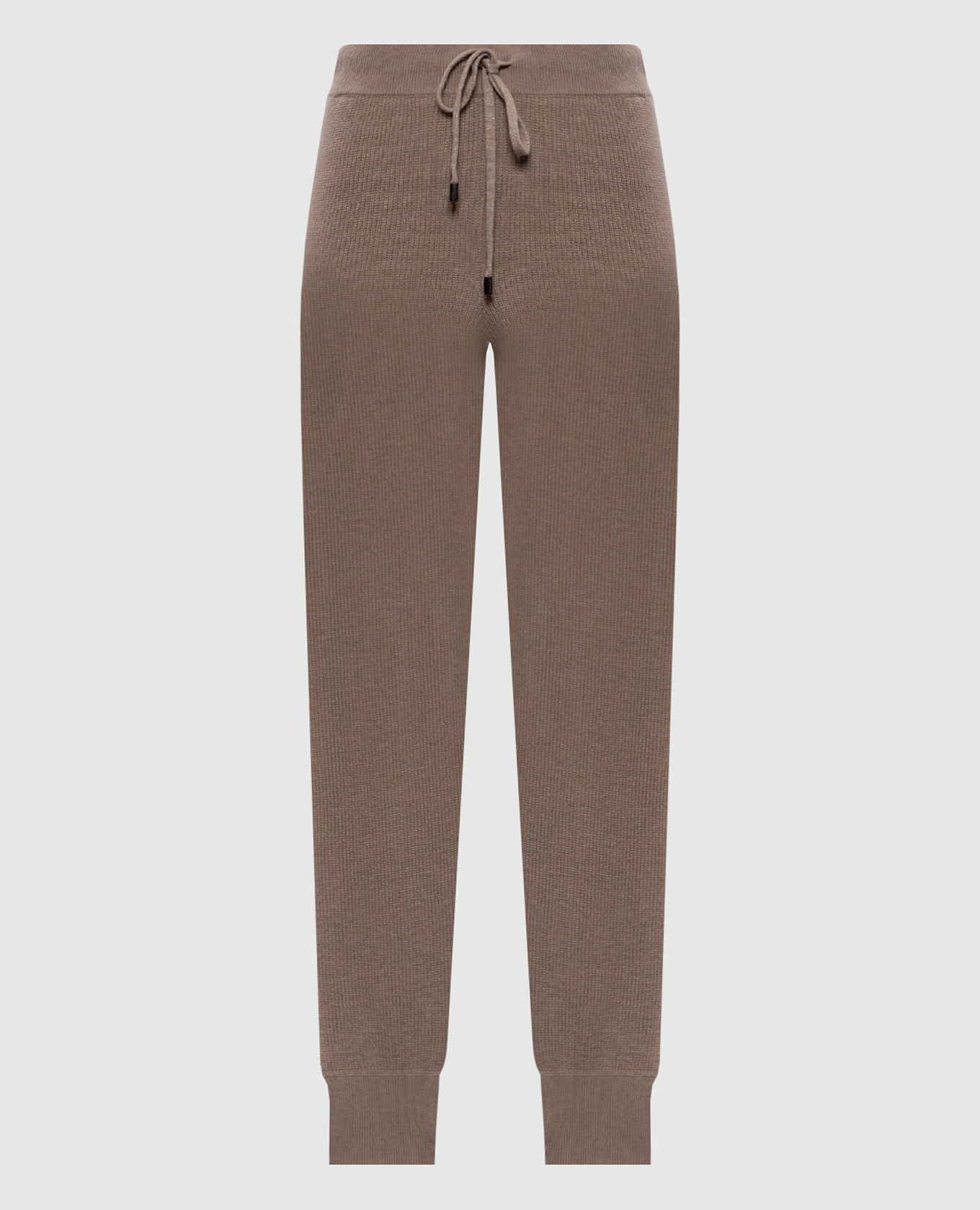 Brown wool, silk and cashmere joggers