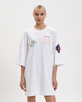 Off-White White T-shirt dress with textured stripes 2DH00AS26JER002