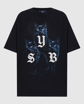 Y`S Yamamoto Black T-shirt with print YWT44037