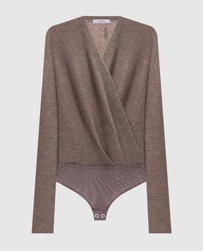 Max Mara GELATO beige ribbed cashmere bodysuit MXMGELATO
