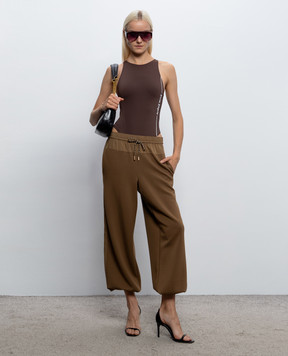 Palm Angels Brown bodysuit with logo print PLA1UWBD01SI