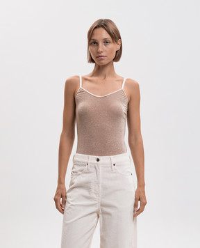 Momoni Airelle beige top with lurex MOUN00356MO