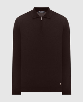 Bertolo Cashmere Brown wool and silk polo shirt with zipper 900837000006