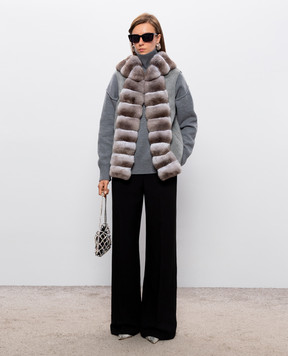 Fabio Gavazzi Gray cashmere parka with chinchilla fur FG2299FDOR