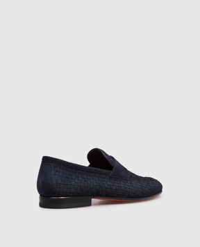 Santoni Blue suede braided loafers MCNG13903LA3SAYC