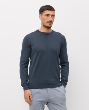 Enrico Mandelli Blue sweater with silk 3K001A5645
