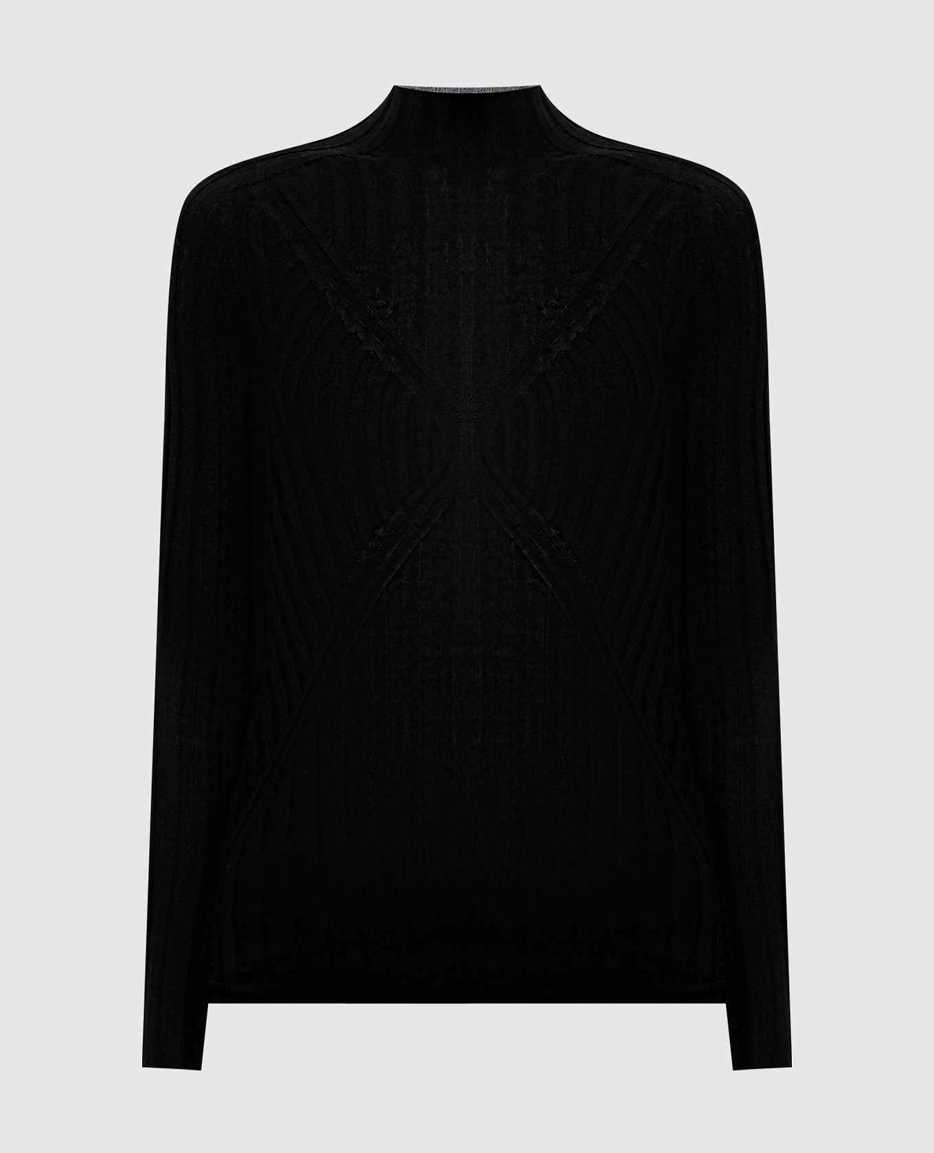 Black ribbed cashmere and silk turtleneck Jil Sander