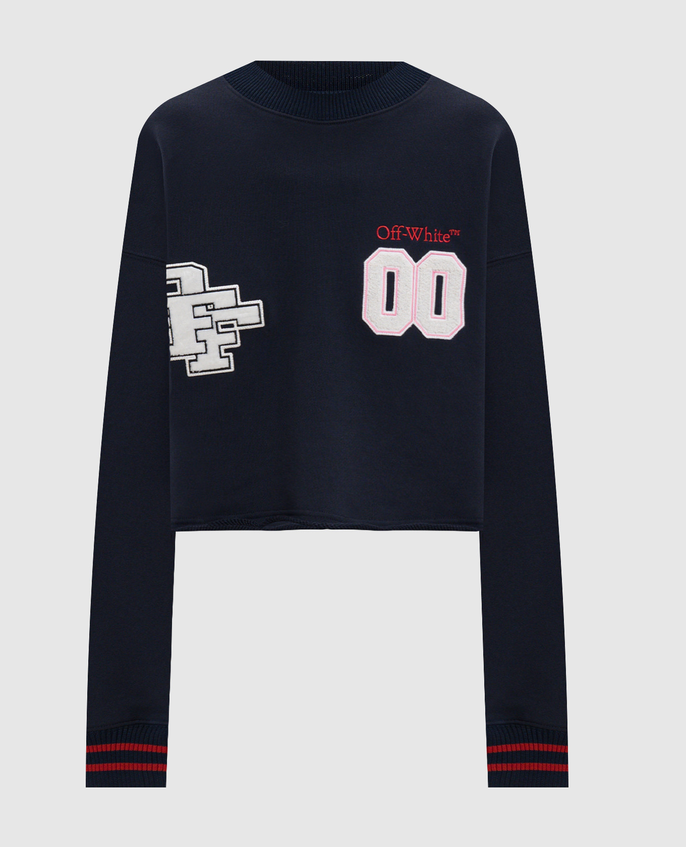 

Blue cropped sweatshirt with textured stripes Off-White