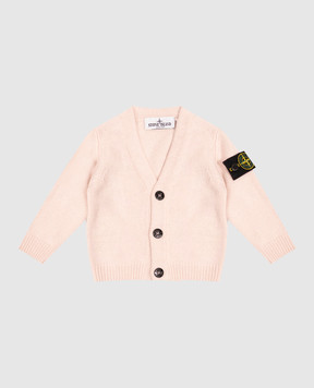 Stone Island Children's pink cardigan, hat and plaid set with wool and cashmere L2S16M200001S0M10