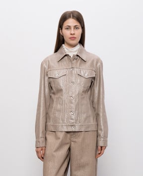 Brunello Cucinelli Beige denim jacket with lurex ML1097328P