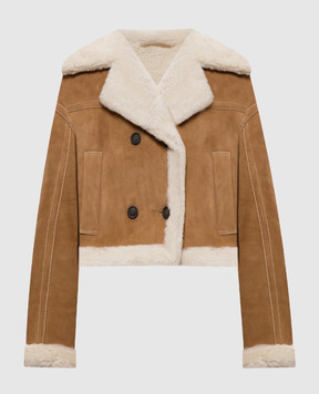 Be Florence Brown cropped double-breasted sheepskin coat BE2683