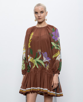Alemais Alfie brown dress with floral print 6889D