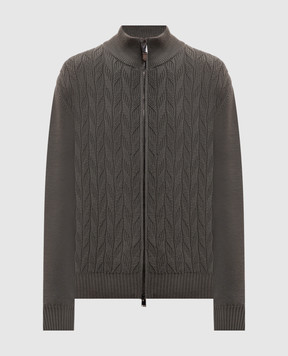 Canali Green patterned wool cardigan MK02550C1221