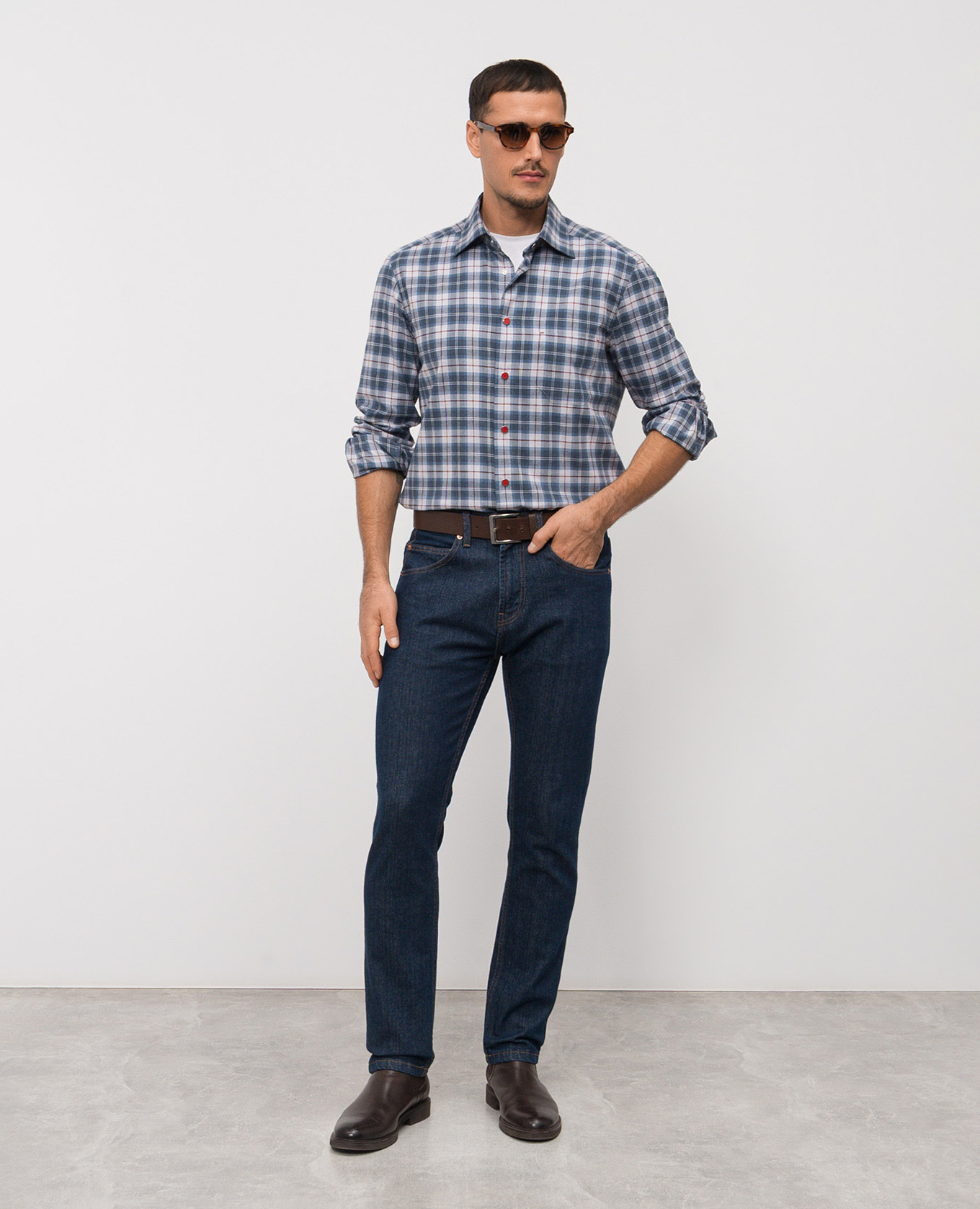 

Blue checkered shirt Kiton, Light blue