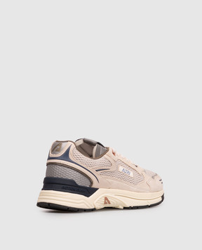 AUTRY Beige Hyperway logo combination sneakers HYLMCI05
