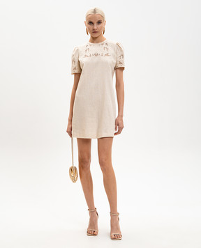 Twinset Beige mini dress with linen 261TP2310
