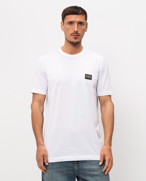 Dolce&Gabbana White T-shirt with logo patch G8PT1TG7P1B