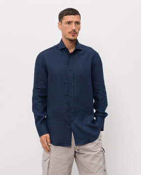 Brunello Cucinelli Blue linen shirt MM6840028