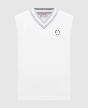 Brunello Cucinelli White vest with emblem patch M29203607F