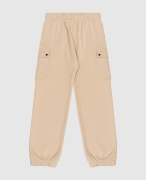 C.P. Company Kids' beige cargo joggers with logo patch CMP00ZLCA691014