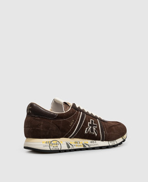 Premiata Brown suede sneakers Lucyd 0.1 with crocodile embossed pattern LUCYD018413