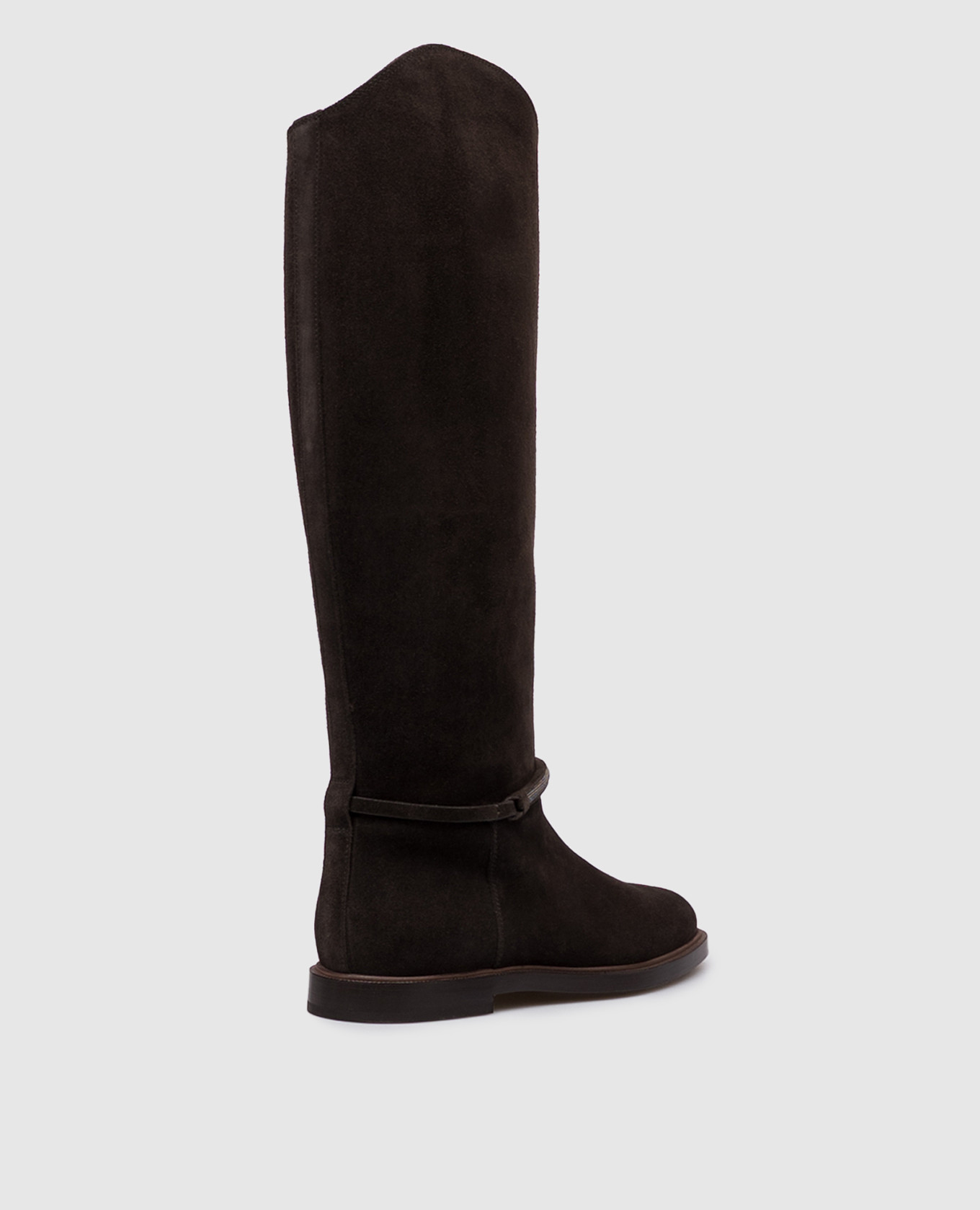 

Dark brown suede riding boots with monil chain Brunello Cucinelli
