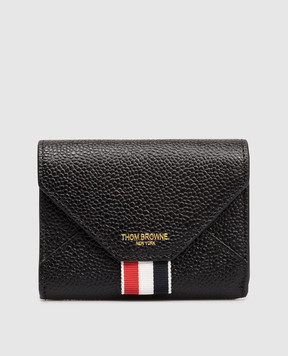 Thom Browne Black leather business card holder with logo FAW063A00198
