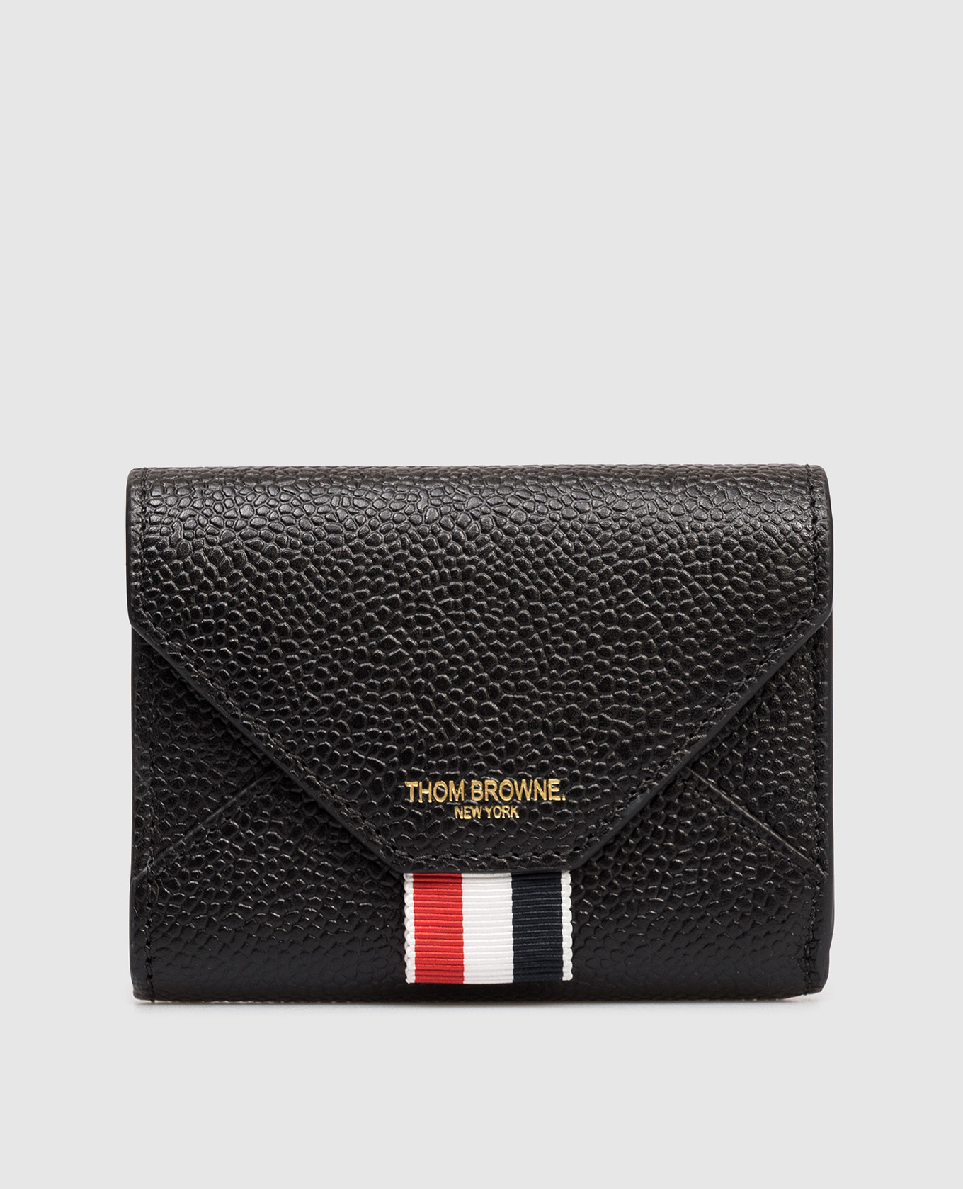 

Black leather business card holder with logo Thom Browne