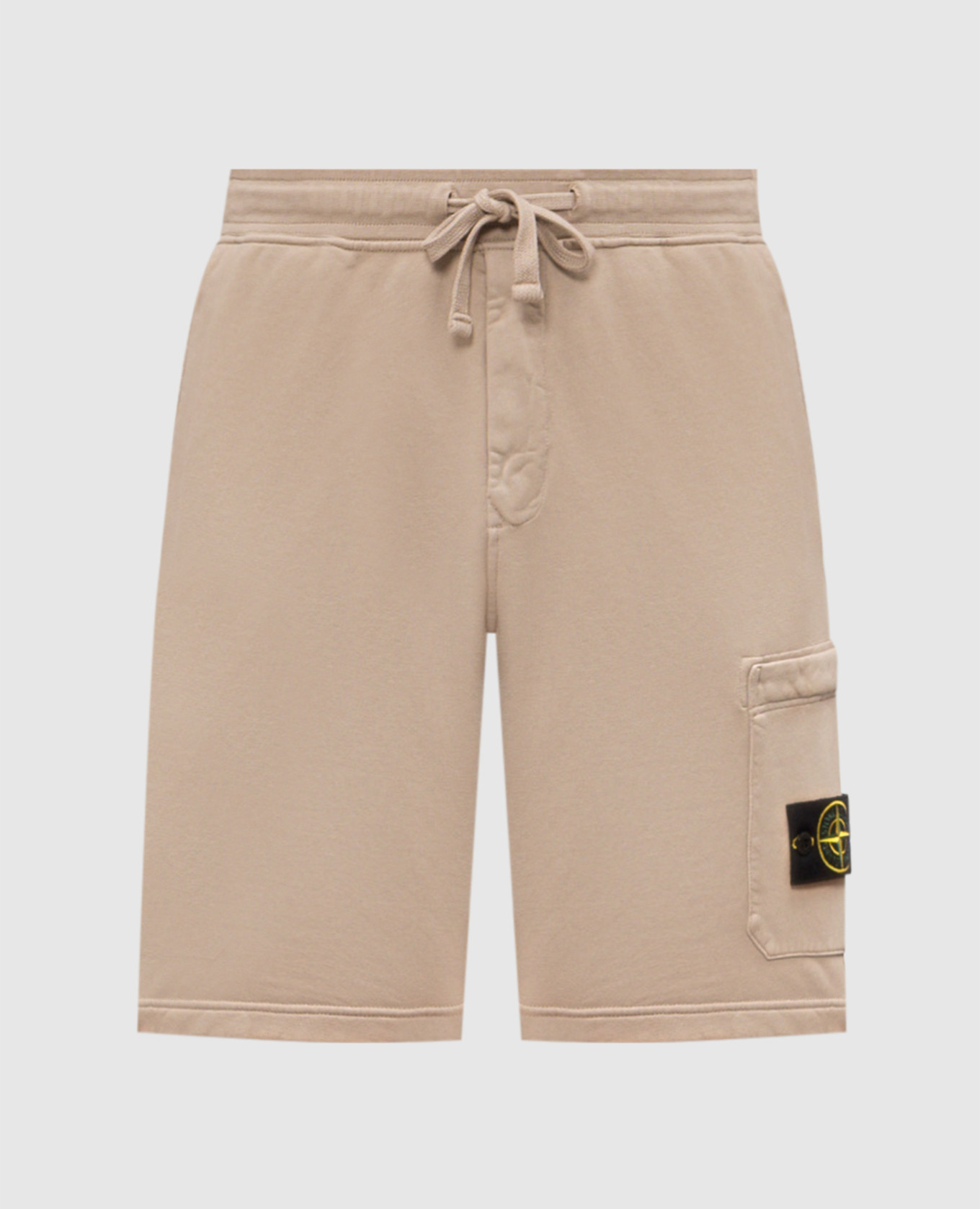 Beige shorts with logo patch