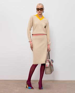 Fendi Beige skirt with patterned silk FZS031AW4S