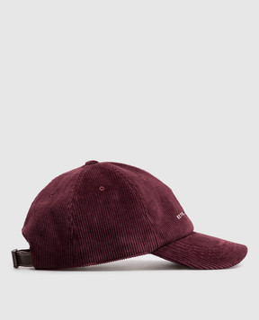 Brunello Cucinelli Burgundy corduroy cap with logo embroidery MY4999850