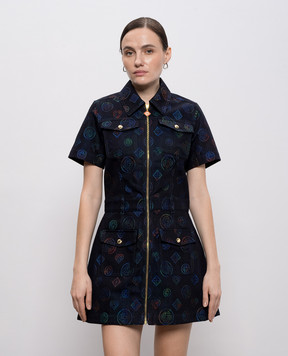 Casablanca Black Heatmap Patterned Denim Shirt Dress WSP26DR18901
