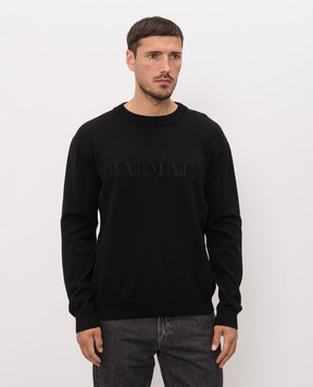 Balmain Black jumper with logo embroidery HH1KD185KK24