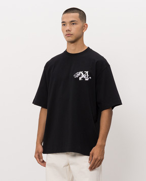 Off-White Black Stroke T-shirt with logo embroidery 44MAA120F26J00J