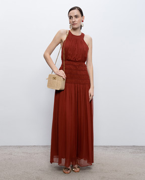 Twinset Brown maxi dress with drape 261TT2041