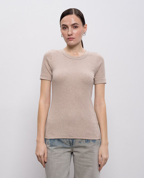 Peserico Beige melange T-shirt with lapels S06840J005669