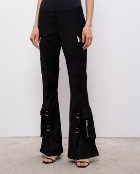 Off-White Black flared pants with wool 2LH00268G