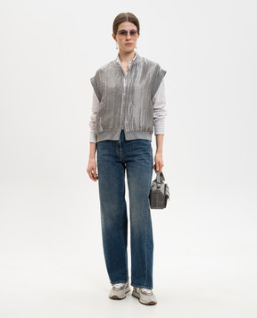 Peserico White striped shirt with monil chain S0606008334