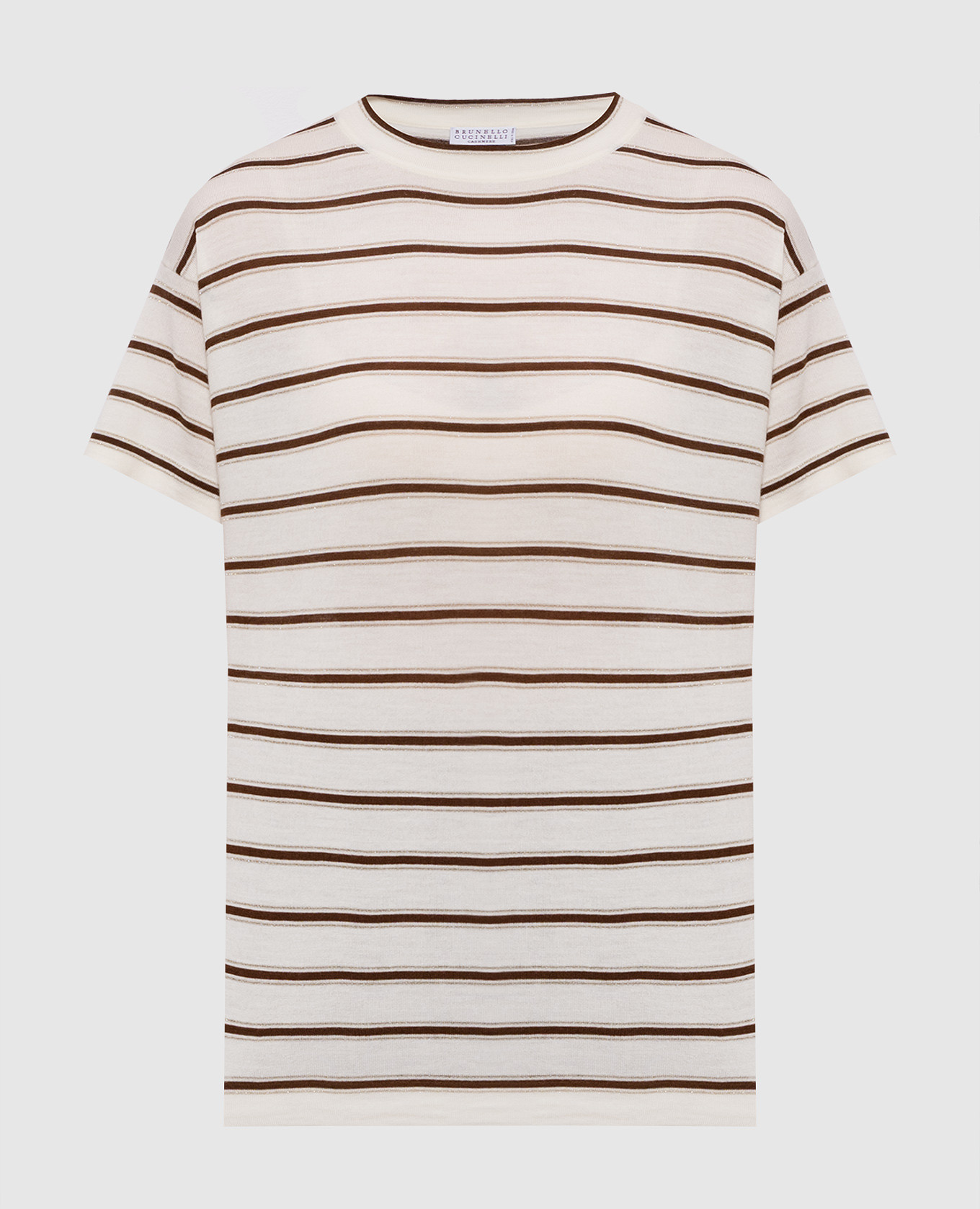 White striped wool and cashmere T-shirt