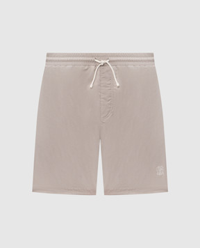 Brunello Cucinelli Beige swim shorts with embroidered logo MW817043