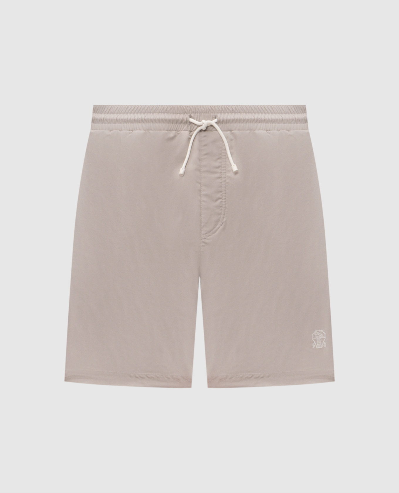 Beige swim shorts with embroidered logo