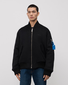 Off-White Black cashmere bomber jacket 44MEH05JF5F001