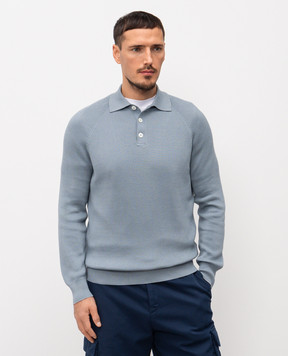 Brunello Cucinelli Blue ribbed polo shirt M29400105