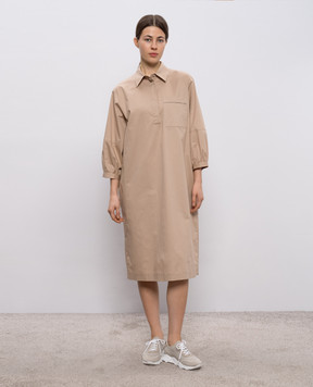 Peserico Beige shirt dress with monil chain A0250201979
