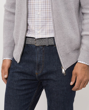 ISAIA Grey suede belt with weaving FB0047PLF40